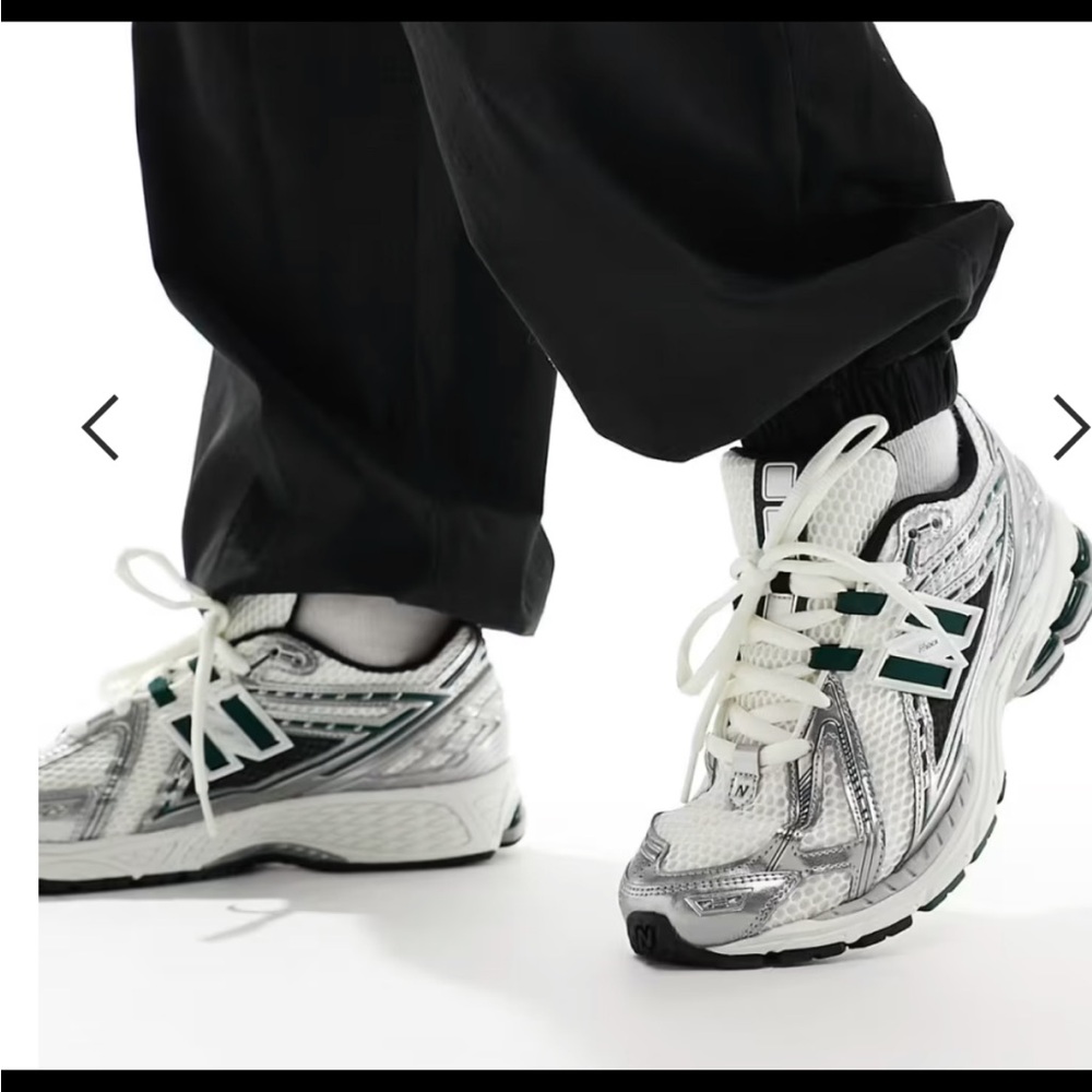 New Balance Silver and Green Women's Sneakers